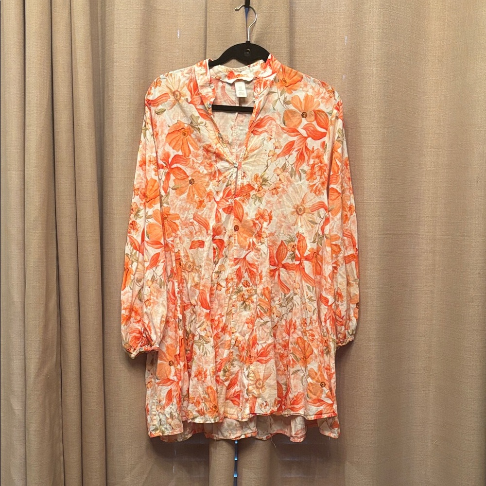 H&M Orange Floral Midi Dress